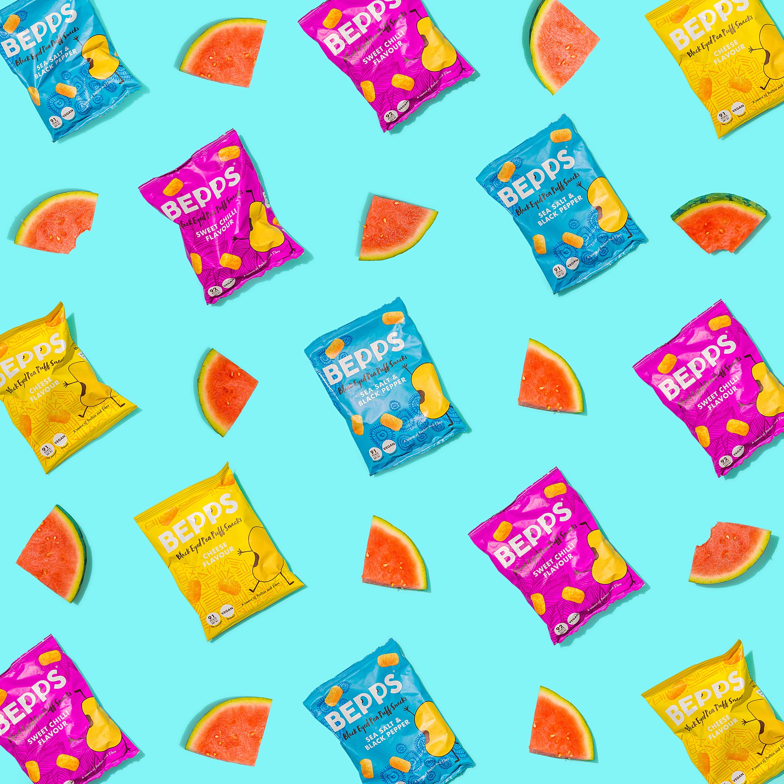 Colourful content creation for Bepps Snacks. Product & lifestyle photography by Marianne Taylor.