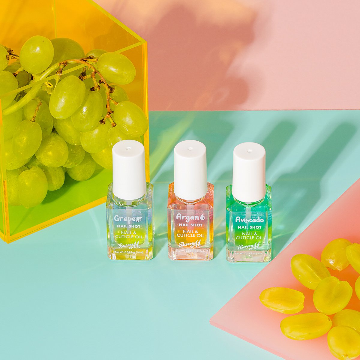 Colourful content creation for Barry M cosmetics. Styled stills product photography by Marianne Taylor.