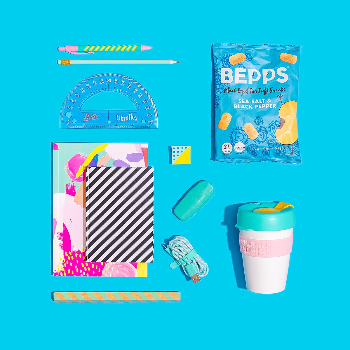 Colourful content creation for Bepps snacks. Styled stills and lifestyle product photography by Marianne Taylor.