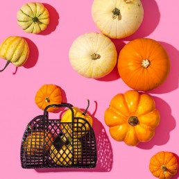 Colourful Halloween content creation for Sun Jellies retro bags. Styled product photography by Marianne Taylor