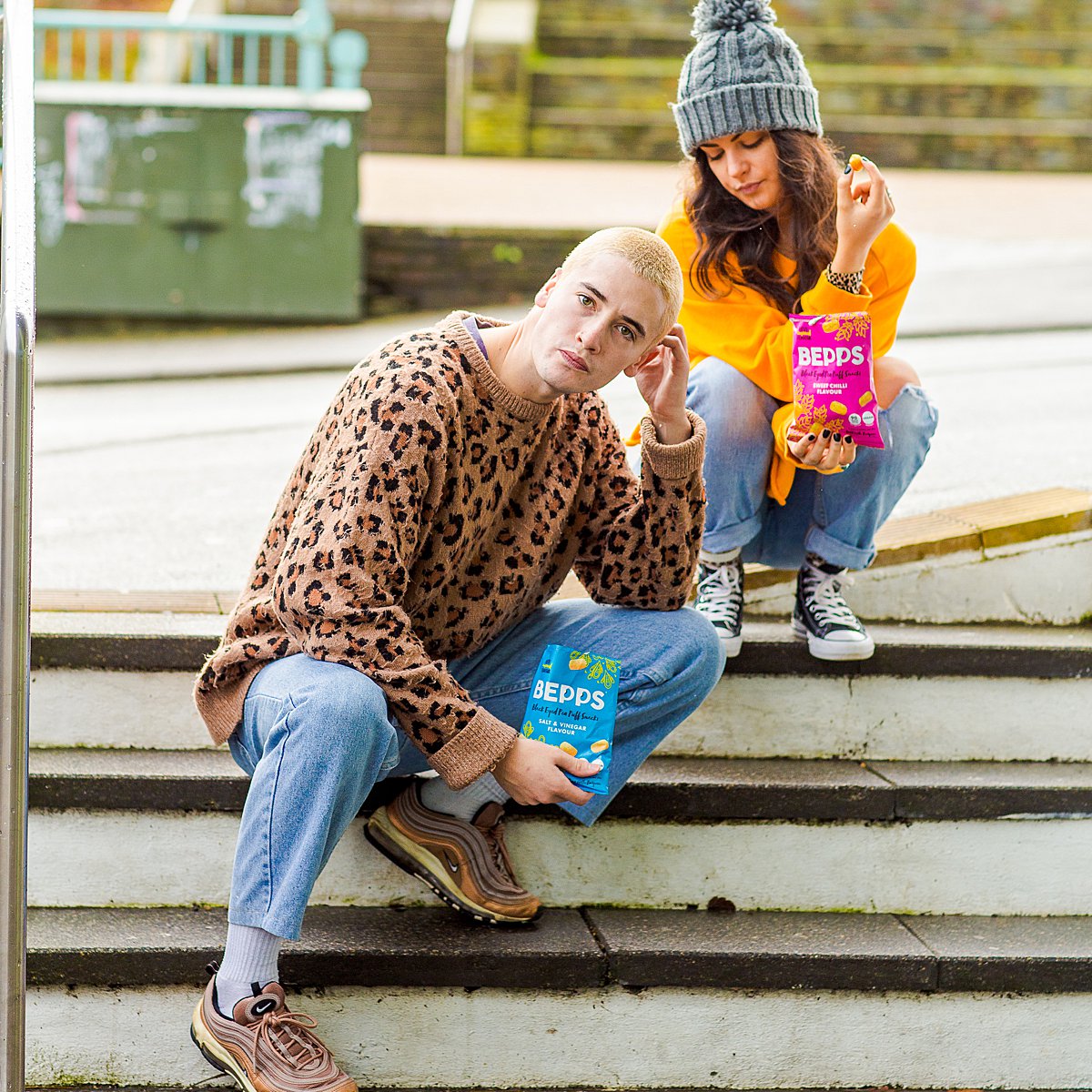 Colourful content creation for Bepps vegan snacks. Styled product and food photography by Marianne Taylor.