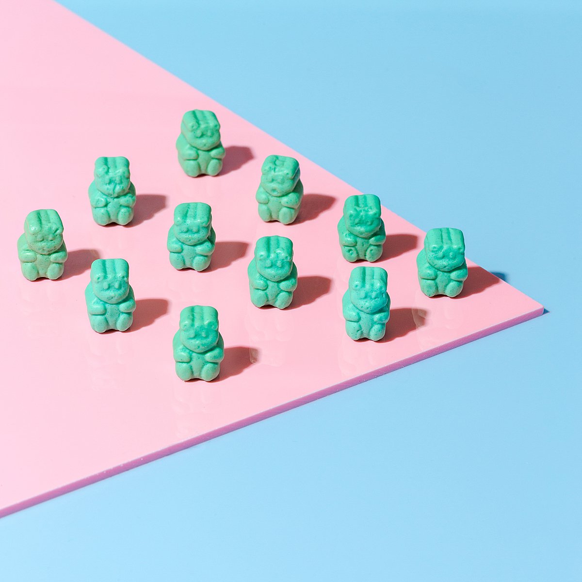 Colourful content creation for SugarBearHair vitamin supplements. Styled product photography by Marianne Taylor.