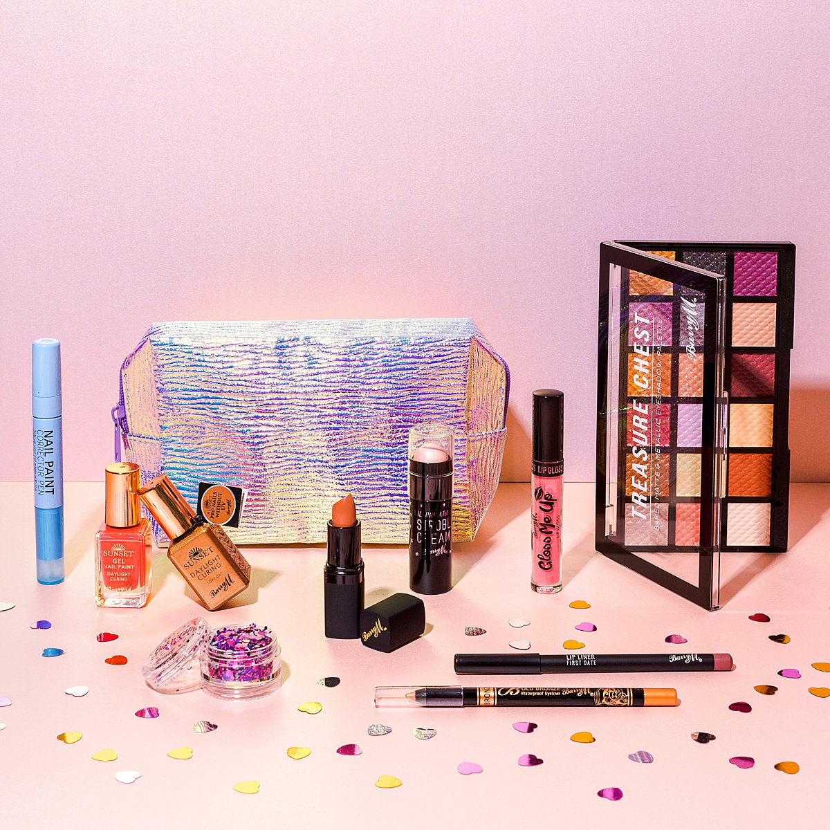 Colourful content creation for Barry M cosmetics. Styled makeup product stills photography by Marianne Taylor.