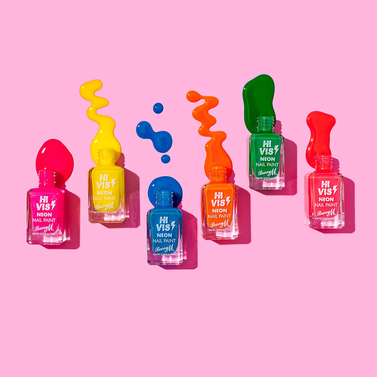 Fun colourful content creation for Barry M cosmetics. Styled makeup product stills photography by Marianne Taylor.