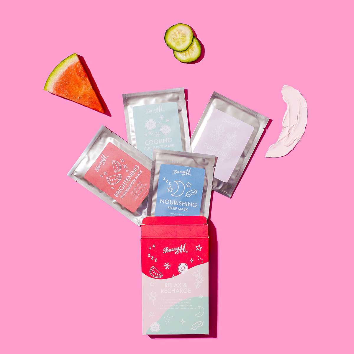 Fun colourful content creation for Barry M cosmetics. Styled makeup product stills photography by Marianne Taylor.