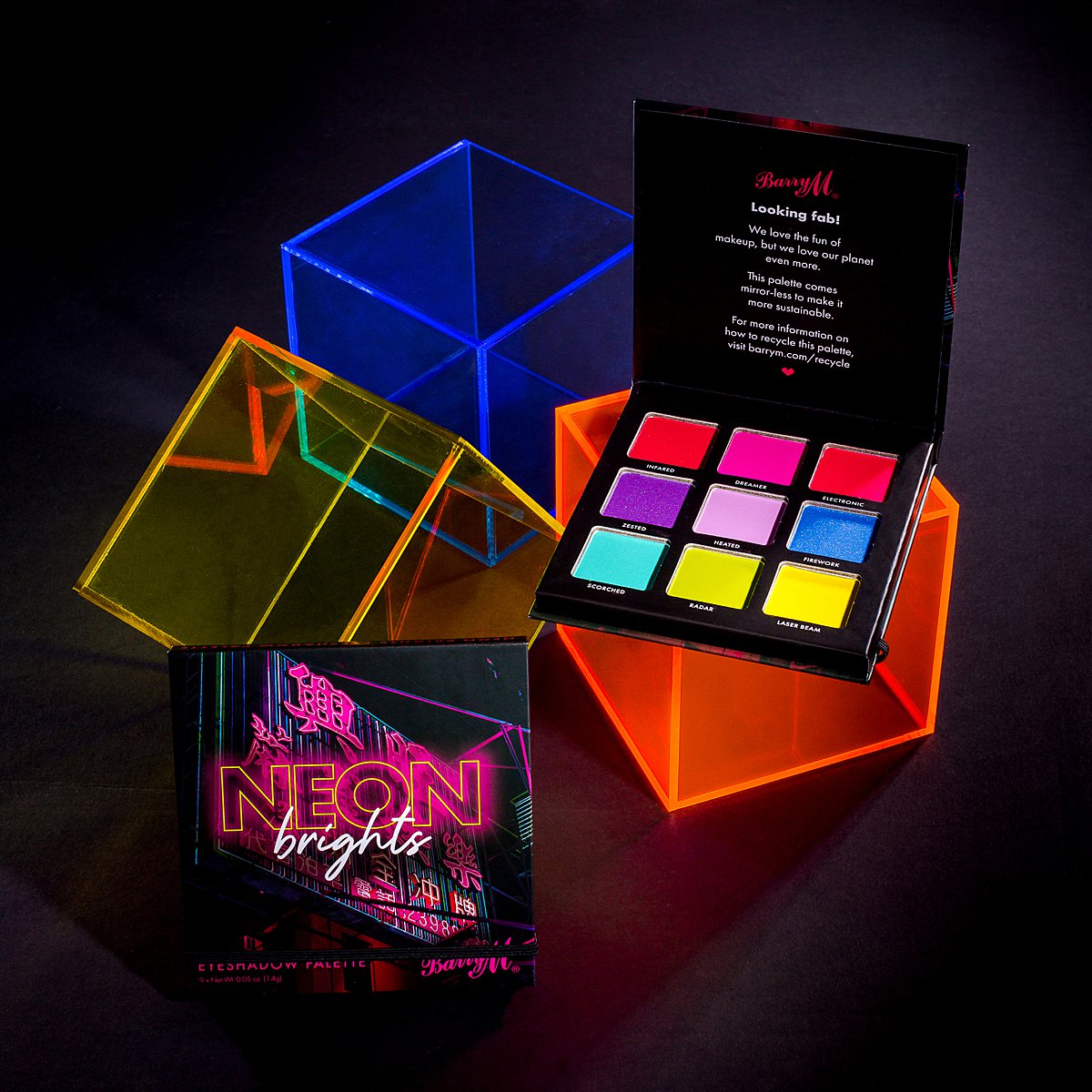 Colour-filled beauty product content creation for Barry M cosmetics. Styled makeup product stills photography by Marianne Taylor.