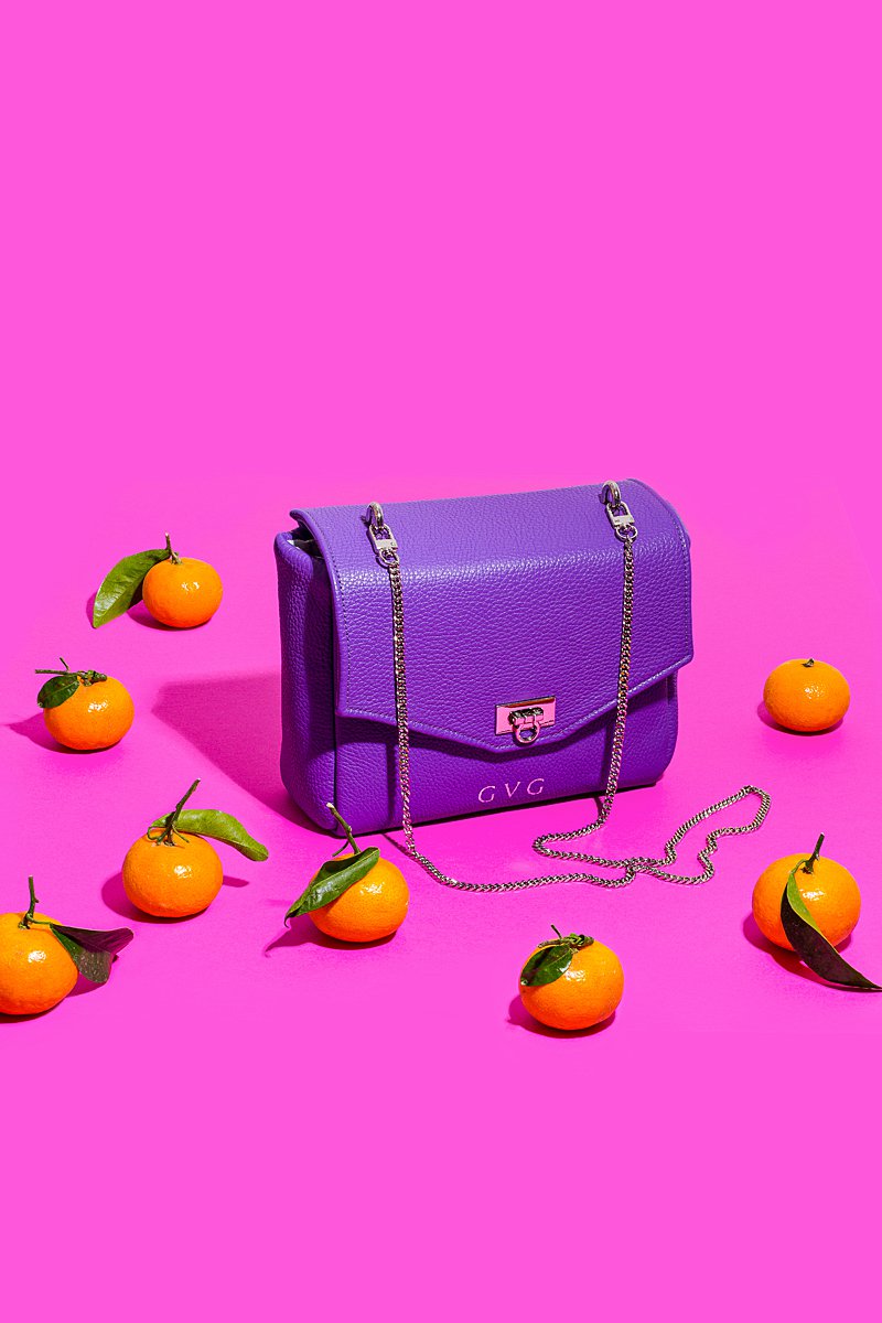 Colourful product photography for GVG accessories line of handbags. Styled stills photography by Marianne Taylor.