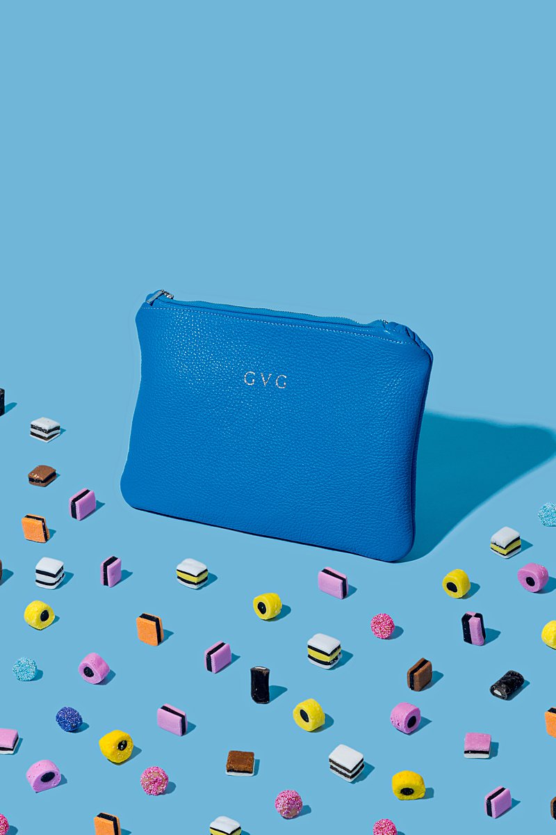 Colourful product photography for GVG accessories line of handbags. Styled stills photography by Marianne Taylor.