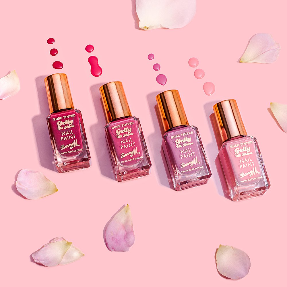 Colour-filled beauty product content creation for Barry M cosmetics. Styled makeup product stills photography by Marianne Taylor.