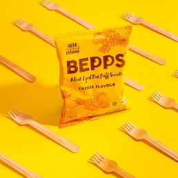 Colour-filled health product content creation for Bepps Snacks. Styled vegan snacks stills photography by Marianne Taylor.