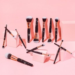 Beauty product content creation for Blinged Brushes bursting with colour. Styled makeup and cosmetics product stills photography by Marianne Taylor.