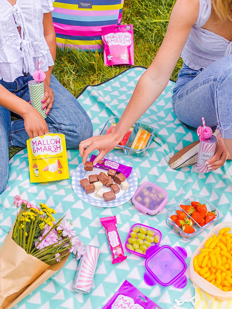 Colourful content creation for Mallow and Marsh snacks. Styled product and lifestyle photography by Marianne Taylor.