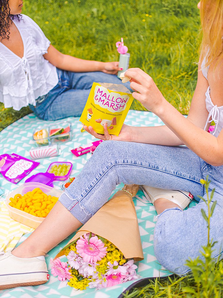 Colourful content creation for Mallow and Marsh snacks. Styled product and lifestyle photography by Marianne Taylor.