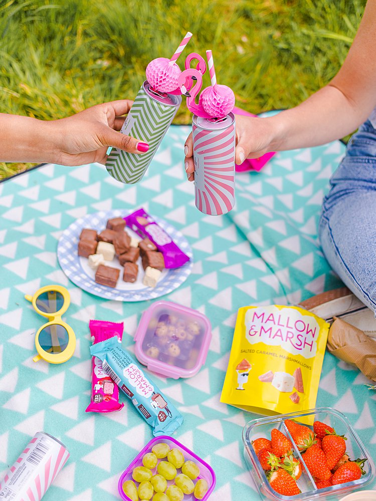 Colourful content creation for Mallow and Marsh snacks. Styled product and lifestyle photography by Marianne Taylor.