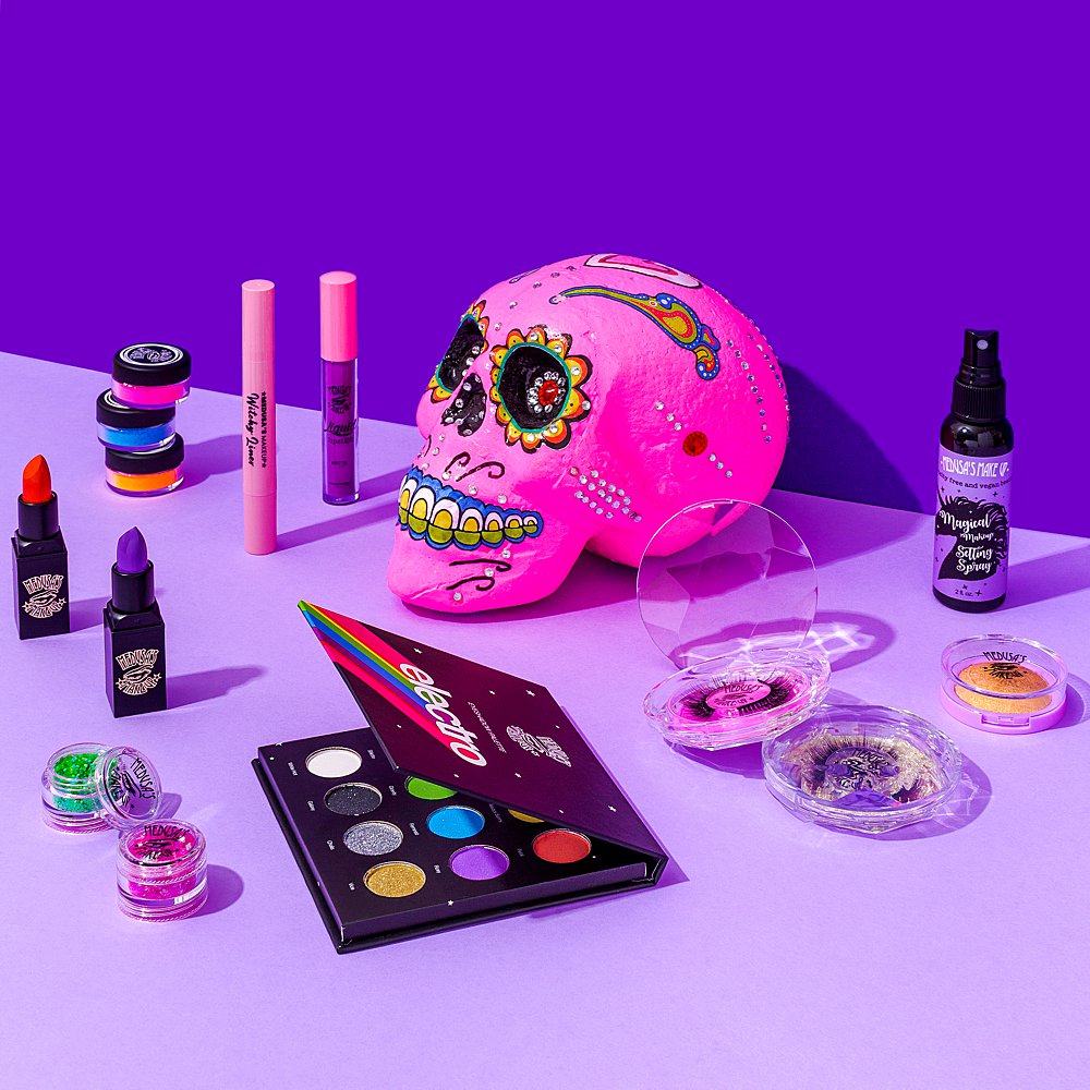 Colourful and fun content creation for Medusa's make-up. Styled beauty product stills photography by Marianne Taylor.