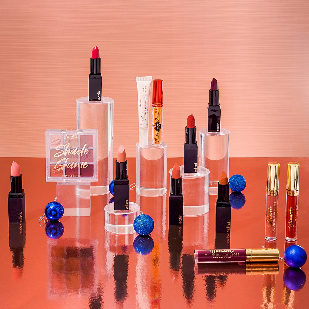 Beauty stills Christmas content creation for Barry M cosmetics bursting with colour. Styled makeup and cosmetics product stills photography by Marianne Taylor.