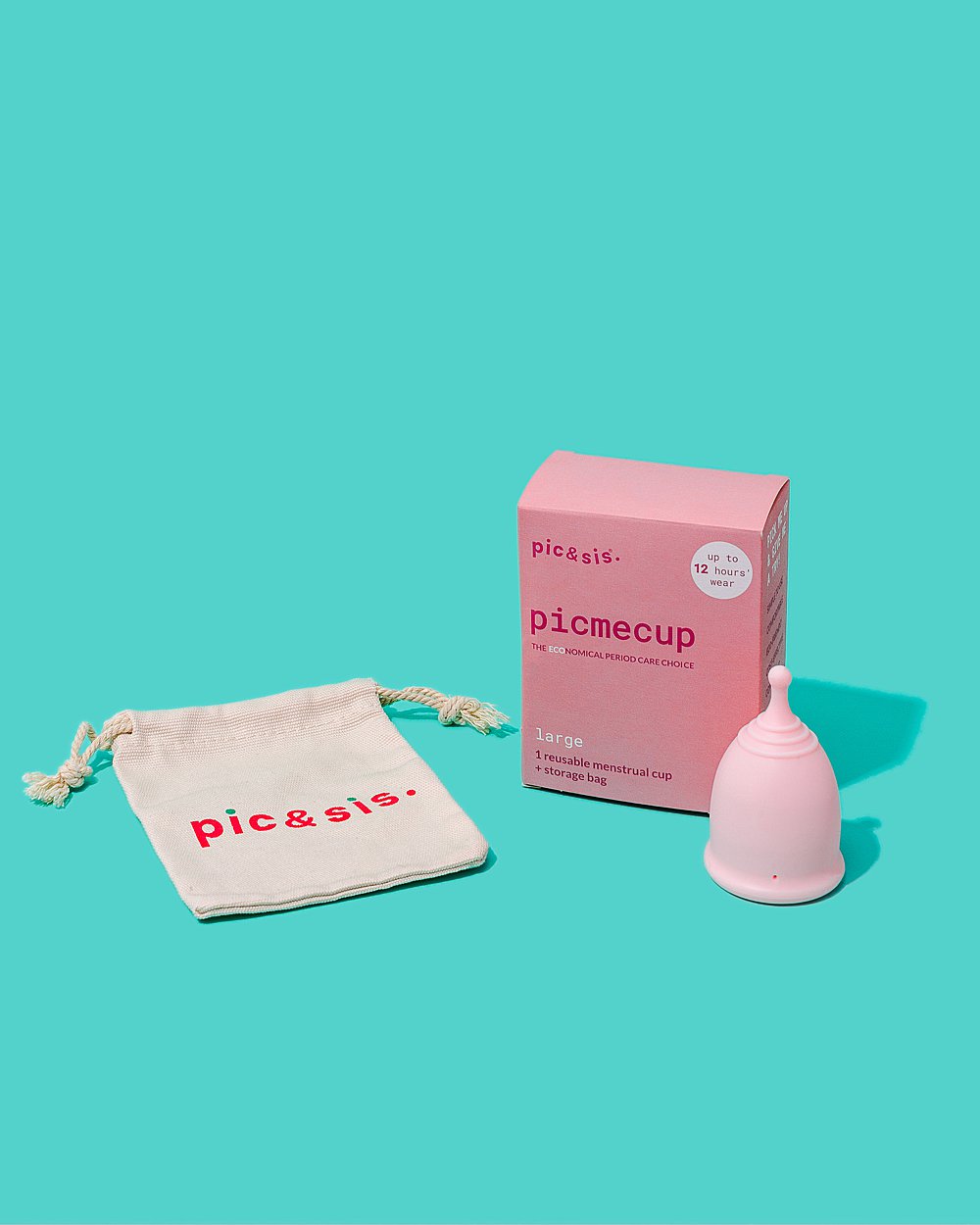 Brightly coloured feminine health product content creation for Pic & Sis menstrual cups. Styled product stills photography by Marianne Taylor.