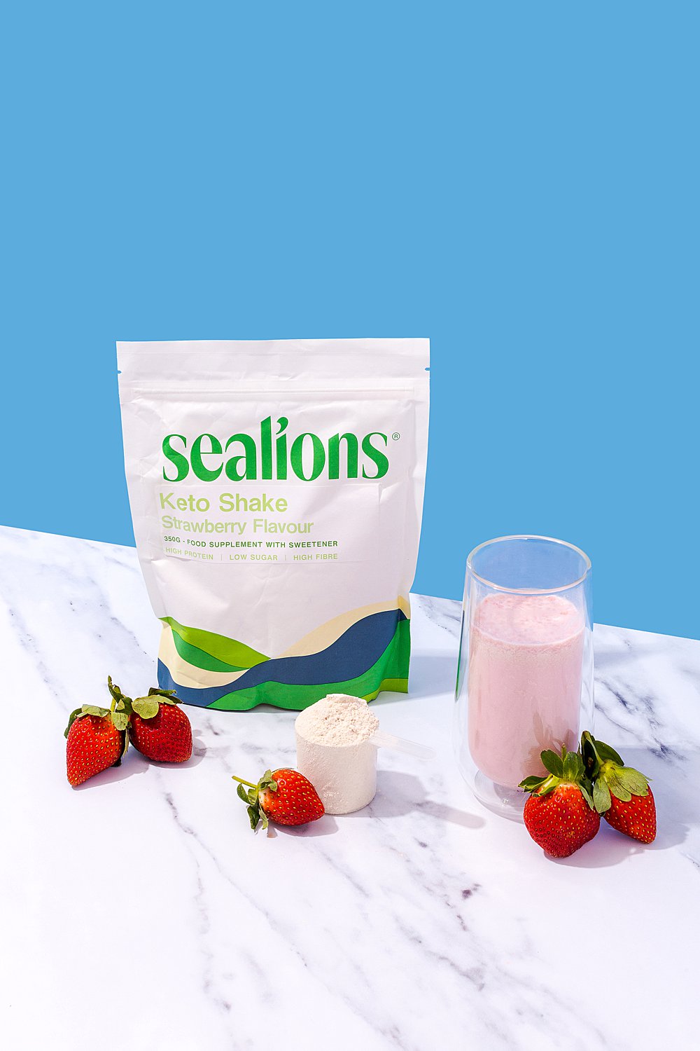 Colourful content creation for Sealions vitamin brand. Styled health product stills photography by Marianne Taylor.