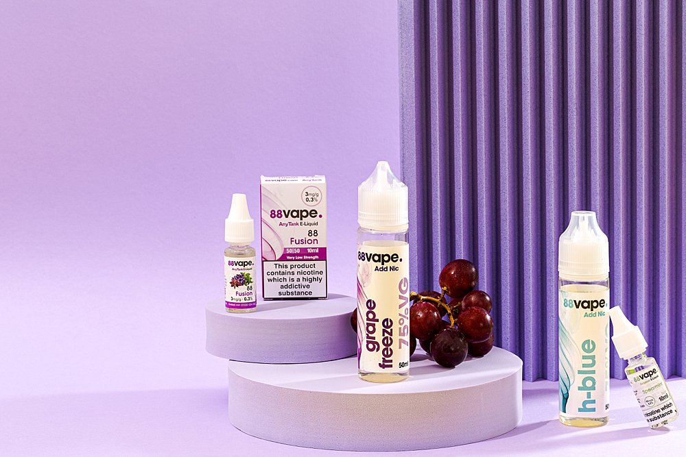 Content creation for 88vape with bright colours. Styled product stills photography by Marianne Taylor.