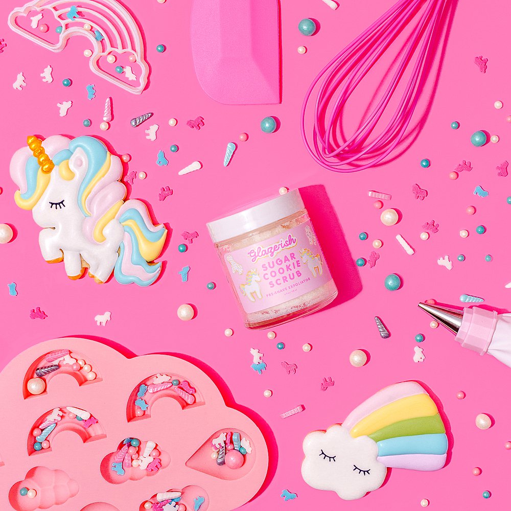 Brightly coloured beauty product content creation for Glaze-ish. Styled product stills photography by HIYA MARIANNE.