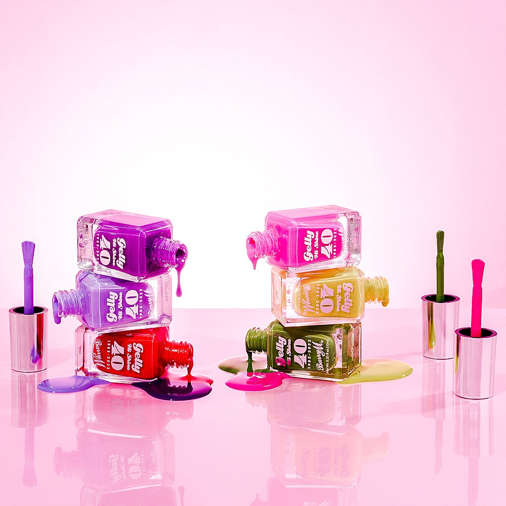 Colourful art direction and product photography for Barry M Cosmetics. Beauty product photography & styling by HIYA MARIANNE.