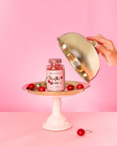 Colourful stills content creation for Bloom Hair vitamins. Styled health product stills photography by HIYA MARIANNE.