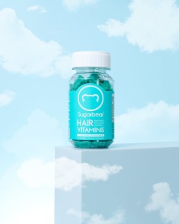Colourful stills content creation for Sugarbear hair vitamins. Styled health product stills photography by HIYA MARIANNE._