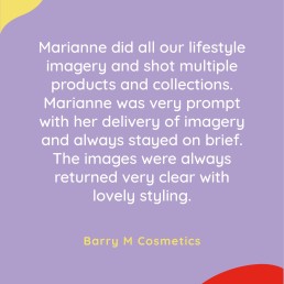 Colourful product photography testimonials for HIYA MARIANNE