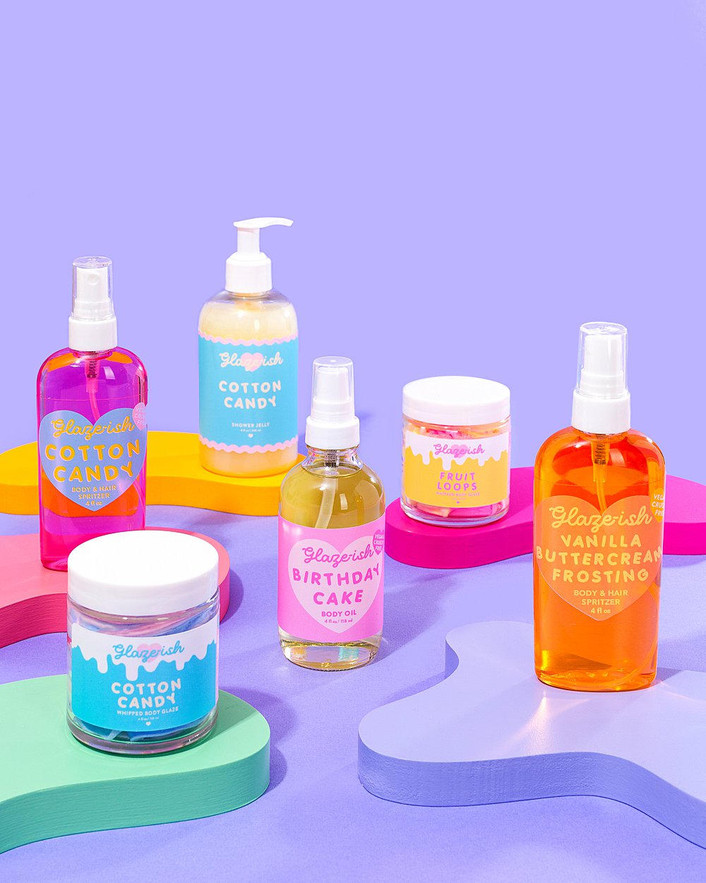 Colourful content creation and creative still life photography for Glzeish skincare. Playful product photography, art direction and styling by HIYA MARIANNE.