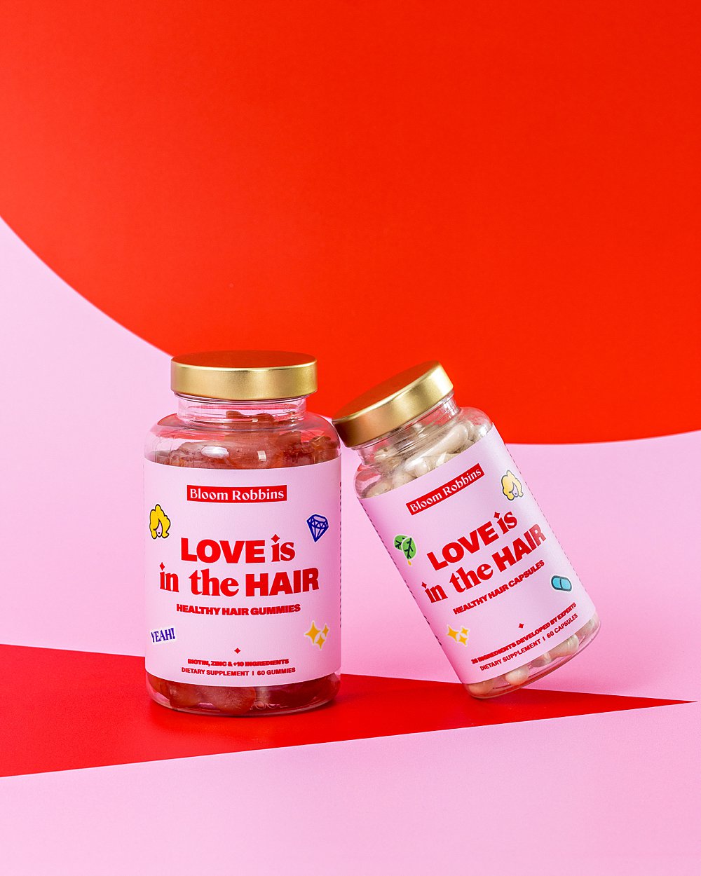 Colourful stills content creation for Bloom Robbins vitamins. Styled health product stills photography by HIYA MARIANNE.