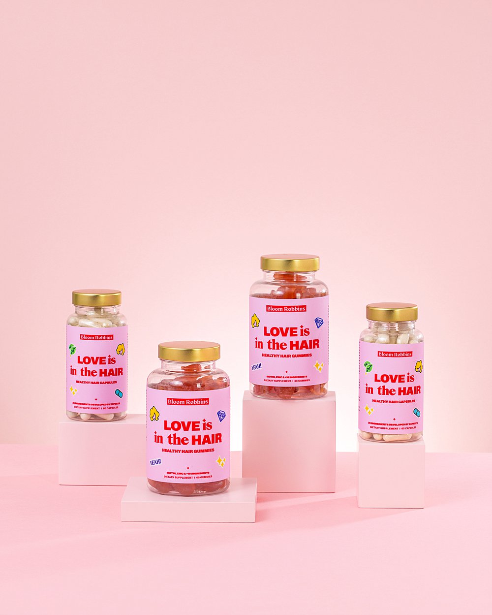 Colourful stills content creation for Bloom Robbins vitamins. Styled health product stills photography by HIYA MARIANNE.