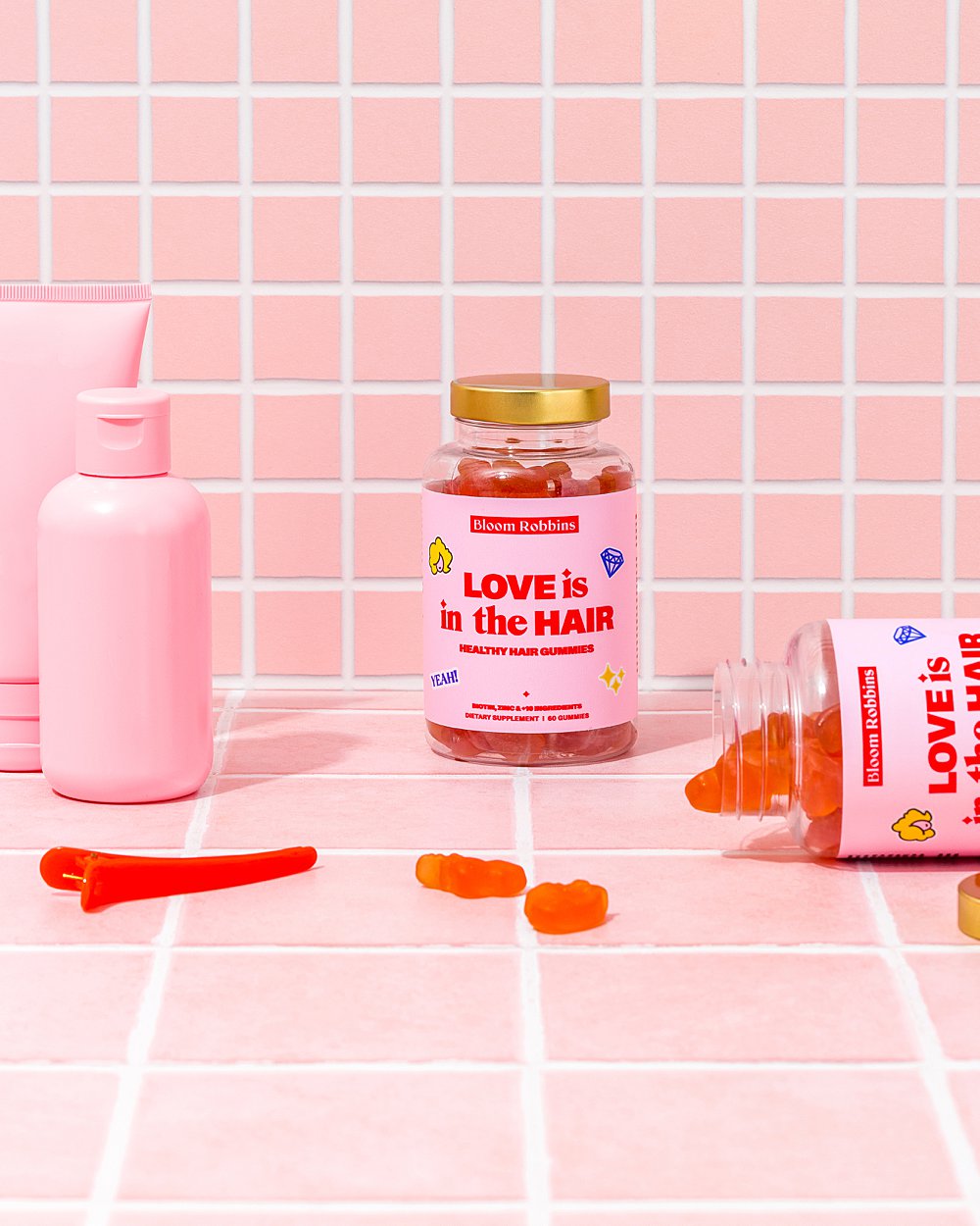 Colourful stills content creation for Bloom Robbins vitamins. Styled health product stills photography by HIYA MARIANNE.