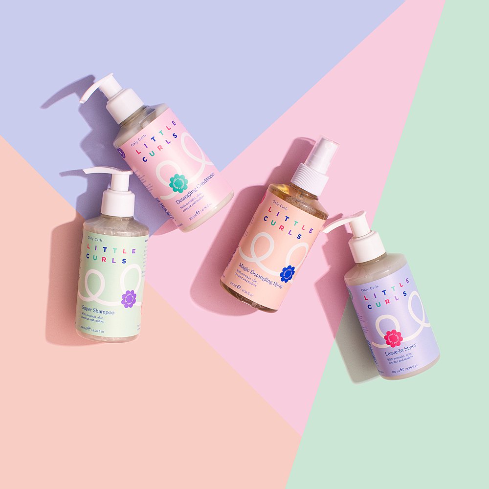 Little Curls colourful product photography for the launch of children