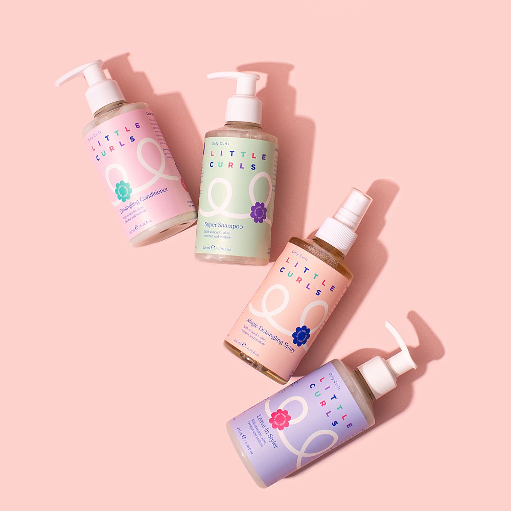 Little Curls colourful product photography for the launch of children
