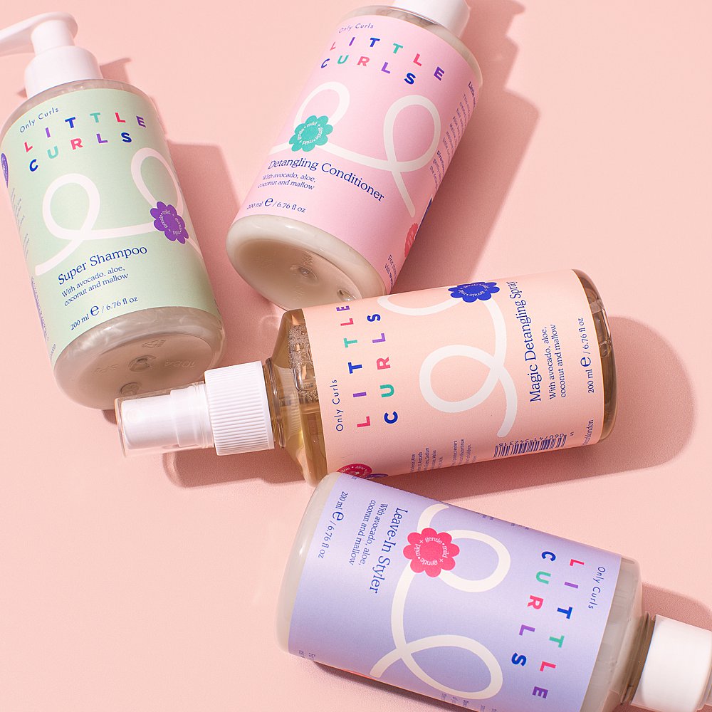 Little Curls colourful product photography for the launch of children