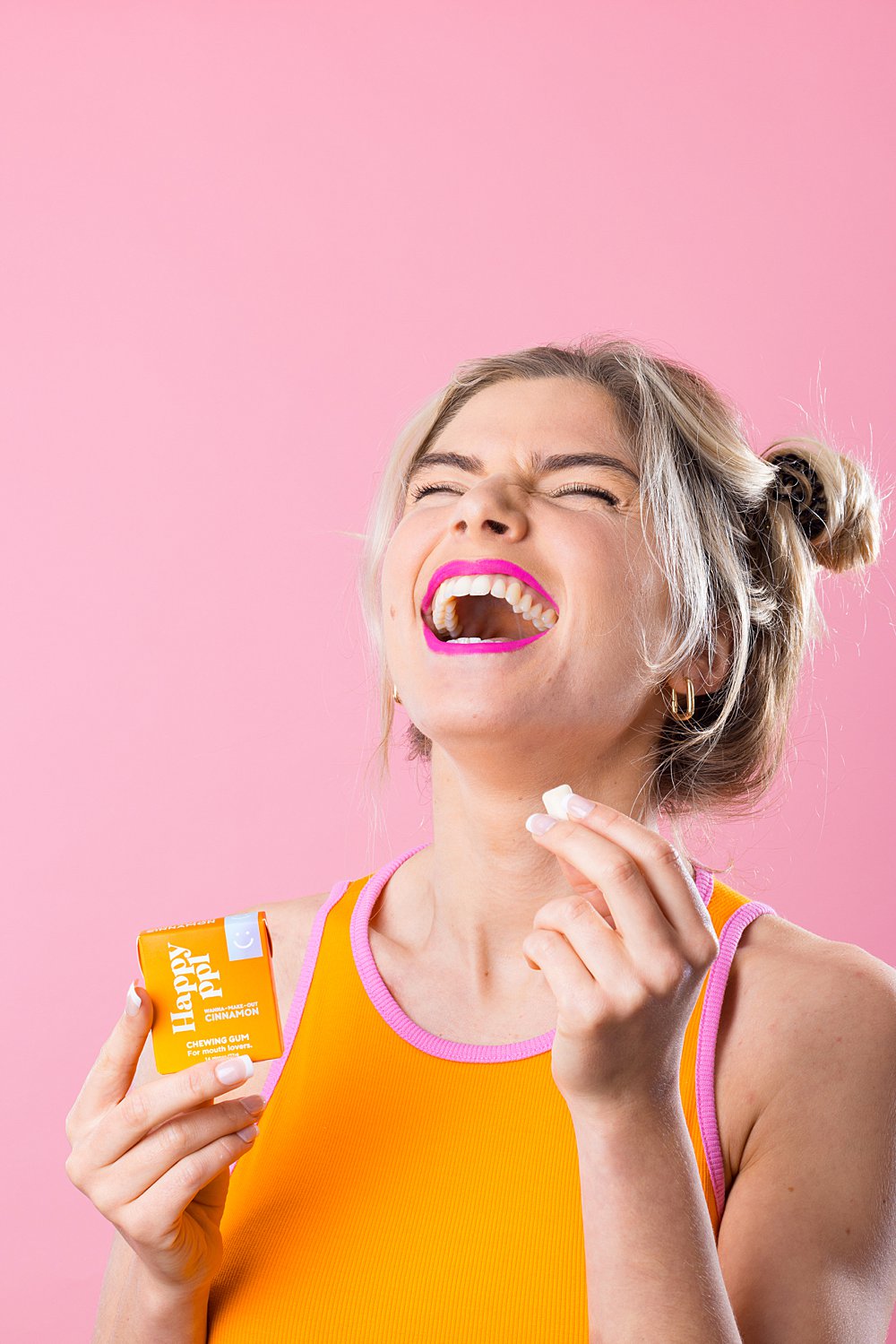 Colourful content creation for Happy Ppl xylitol gum. Styled product stills and lifestyle photography by HIYA MARIANNE.