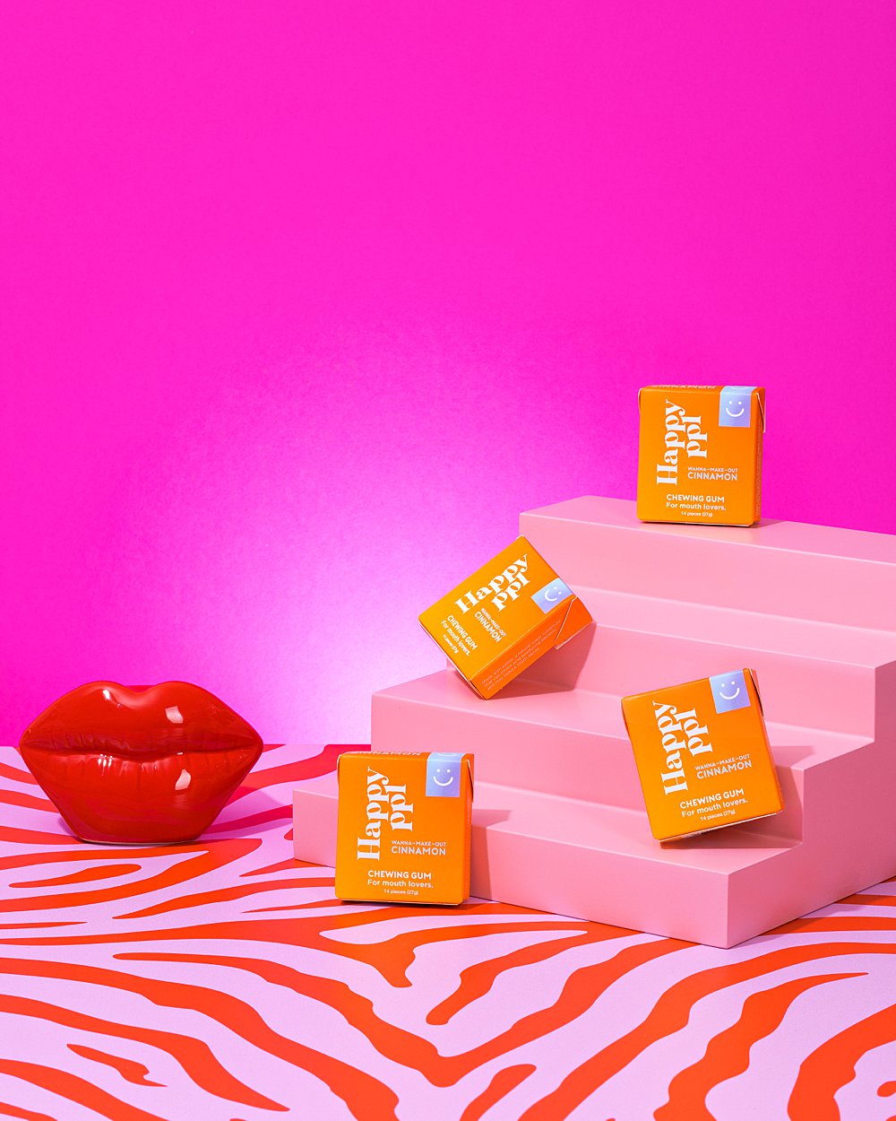 Colourful content creation for Happy Ppl xylitol gum. Styled product stills and lifestyle photography by HIYA MARIANNE.