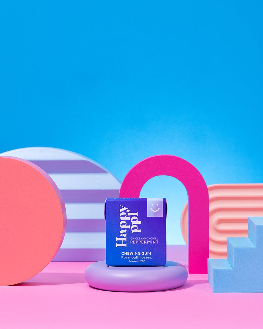 Colourful content creation for Happy Ppl xylitol gum. Styled product stills and lifestyle photography by HIYA MARIANNE.