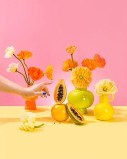 Colourful floral still life photography with Fairynuffflowers. Art direction and photography by HIYA MARIANNE photo production studio.