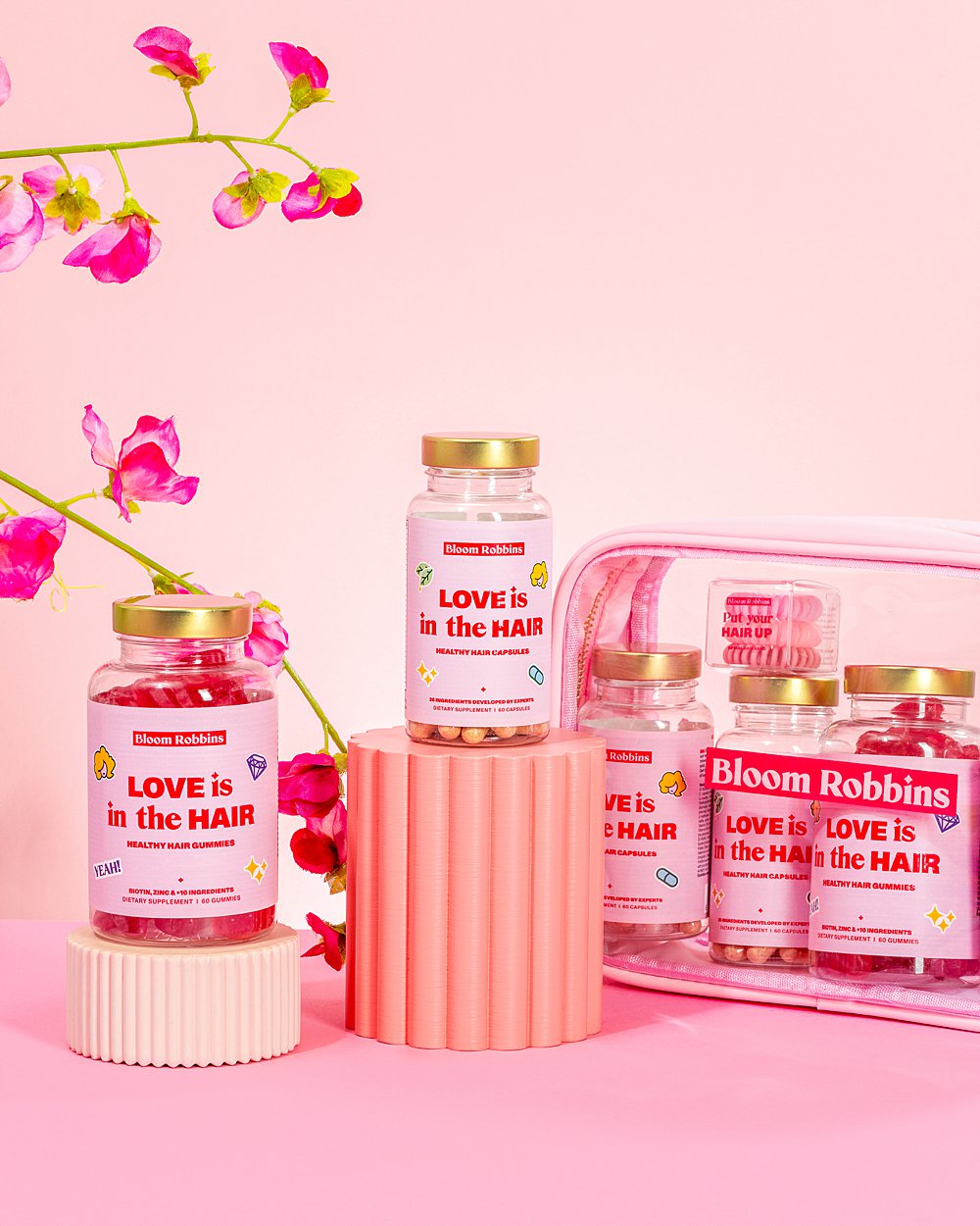 Colourful stills content creation for Bloom Robbins vitamins. Styled health product stills photography by HIYA MARIANNE.