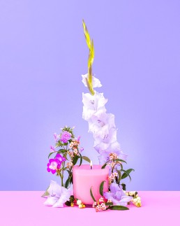 Colourful floral product photography. Styled still life photography by HIYA MARIANNE.