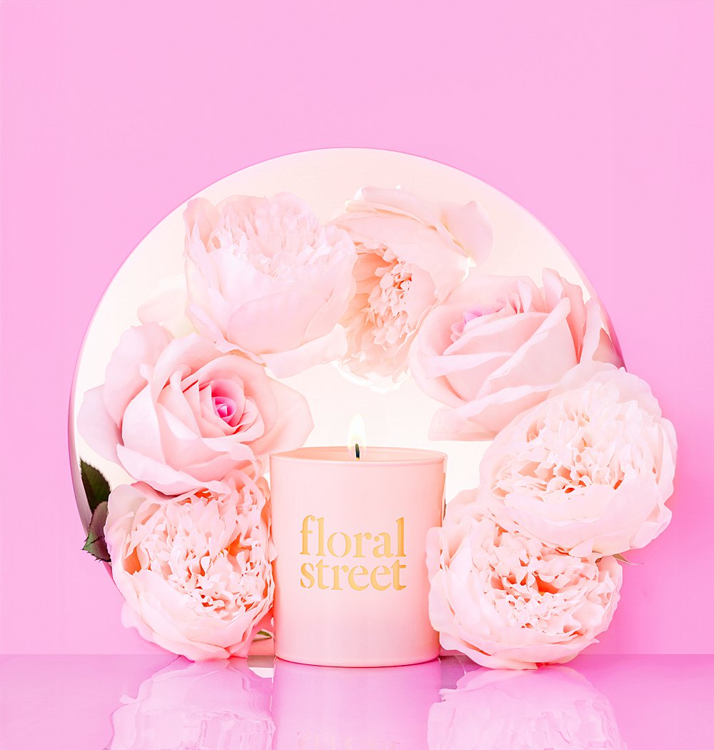 Colourful product photography with Floral Street Wonderland Peony. Styled still life photography with flowers by HIYA MARIANNE.