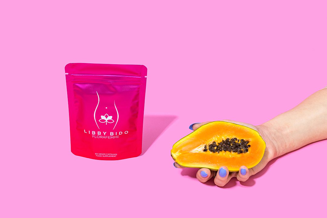 Colourful content creation for Libby Bido. Styled female health supplement product still life photography by HIYA MARIANNE photo production studio.