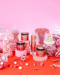 Colourful Christmas product photography for Mallows Beauty skincare brand. Styling and still life photography by HIYA MARIANNE photo production studio.