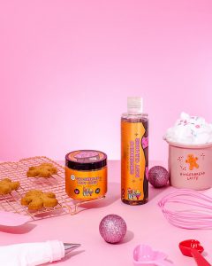 Colourful Christmas product photography for Mallows Beauty skincare brand. Styling and still life photography by HIYA MARIANNE photo production studio.