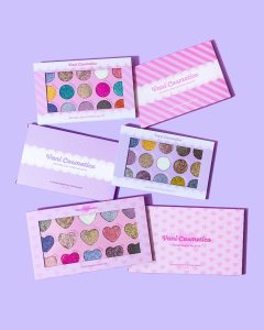 Creative pastel colour still life product photography for a cosmetics brand. Art Direction & Photography by HIYA MARIANNE Photo Production Studio.
