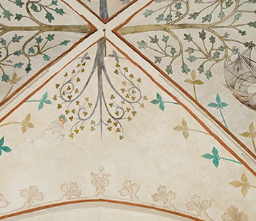 Detalje fra kalkmalerierne i Højby Kirke