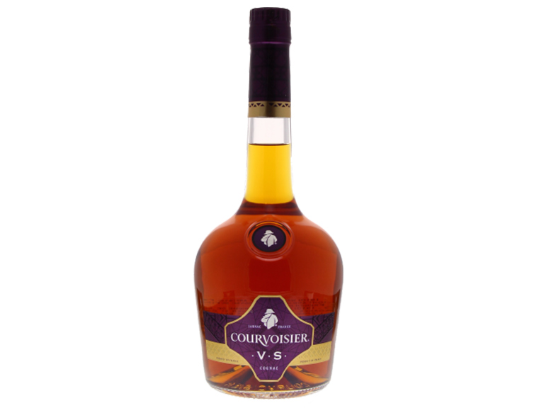 Fles Courvoisier V.S. cognac met gouden amberkleur