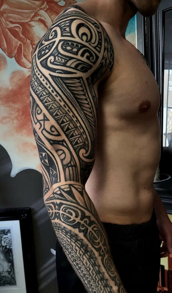 Polynesian maori marquesan samoan style tattoo sleeve