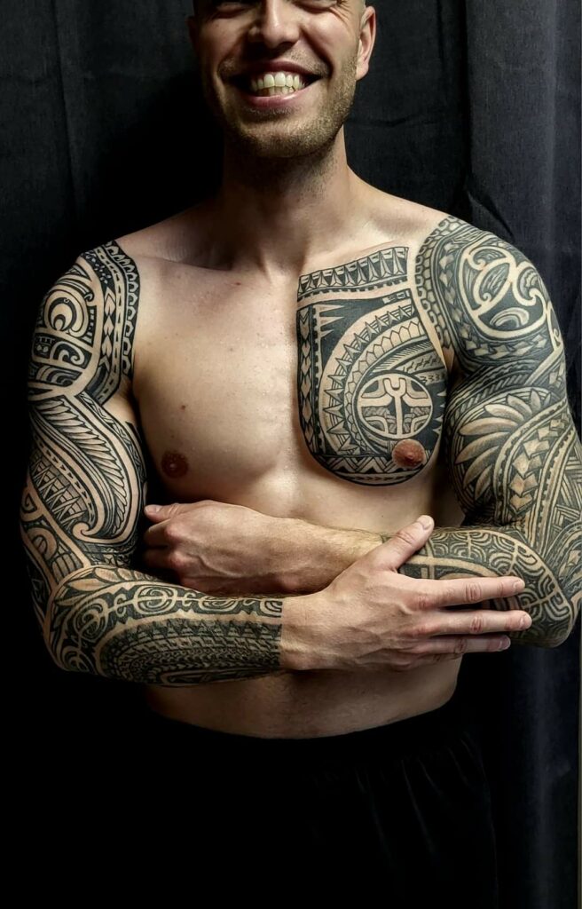 Polynesian maori marquesan samoan style sleeve tattoo 